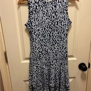 Michael Kors Sleeveless Blue Patterned Ruffled Dress Sz XS